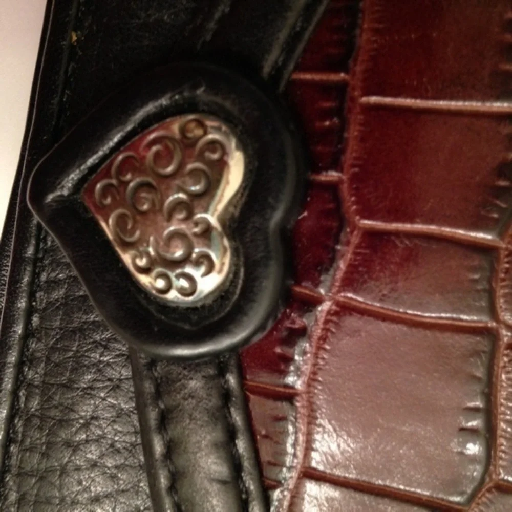 Brighton black brown croc embossed leather wallet